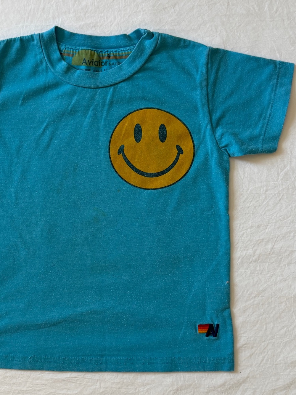 Aviator Nation Kids Size 4 Blue Smiley Face Graphic T-Shirt